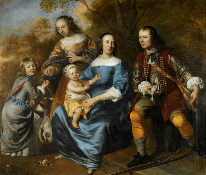 Portrait of a Family, vintage artwork by Jacob Van Loo, 12x8