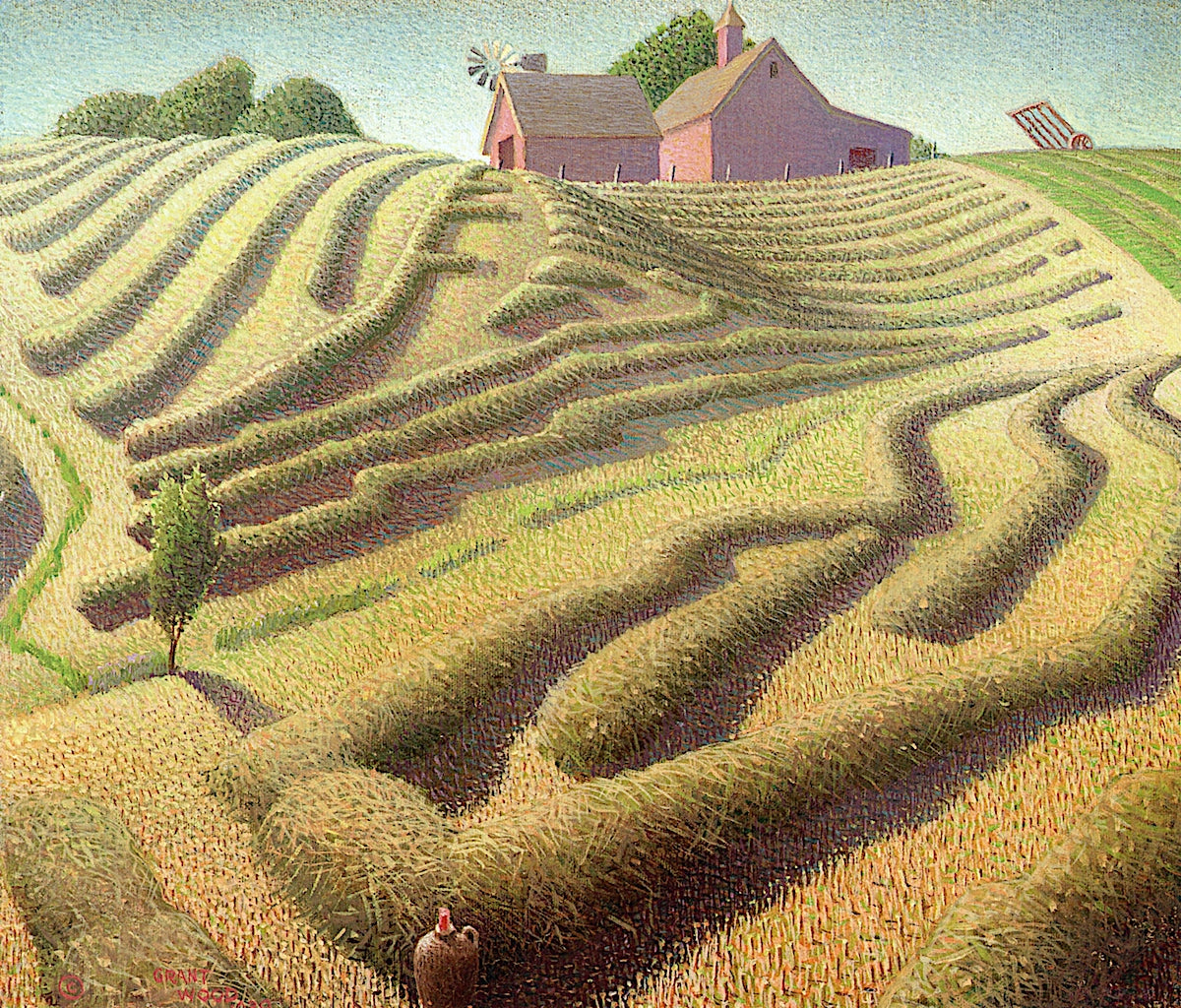 Haying by Grant Wood,16x12(A3) Poster
