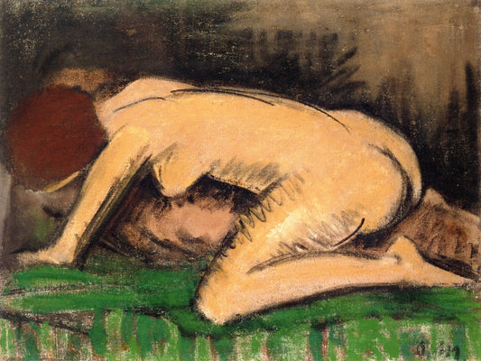 Crouching Nude, vintage artwork by Otto Mueller, 12x8" (A4) Poster