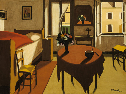 La chambre du cure, vintage artwork by Marius Borgeaud, 12x8" (A4) Poster