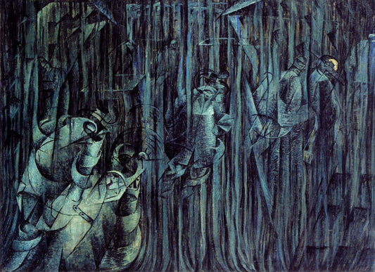 States of Mind II - Those Who Go, vintage artwork by Umberto Boccioni, 12x8" (A4) Poster