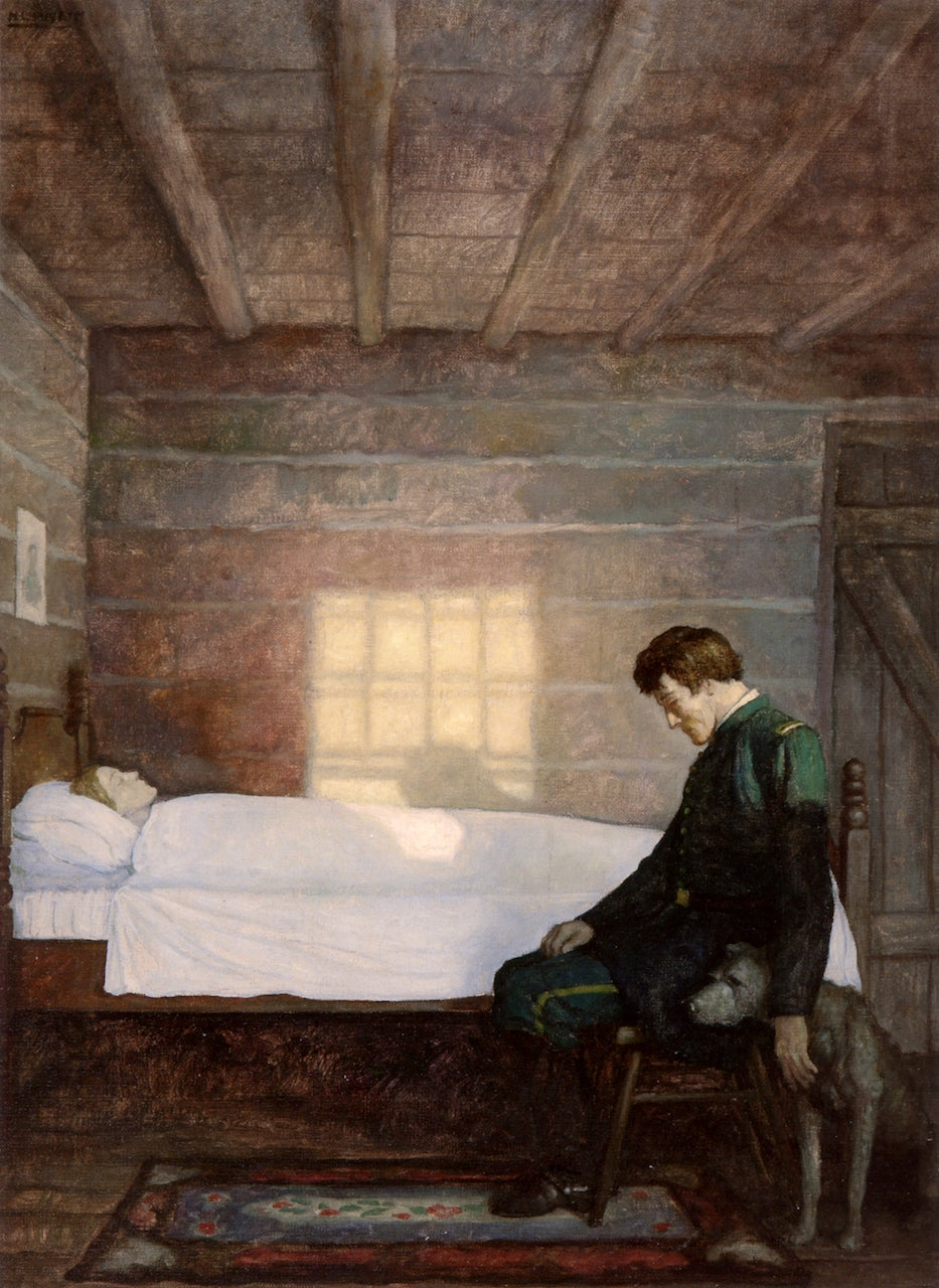 He Sat There util the Sun Went Down, vintage artwork by Newell Convers (N.C.) Wyeth, 12x8" (A4) Poster