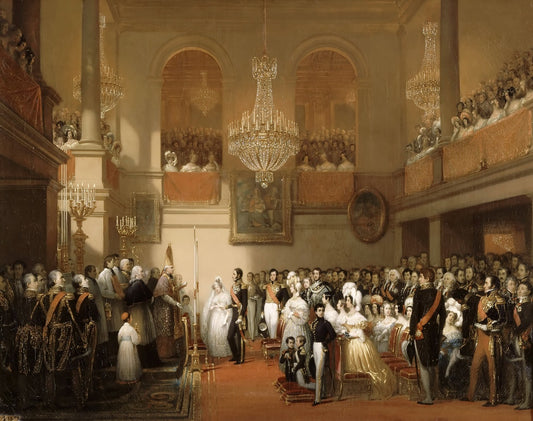 Mariage de Leopold Ier, Roi des Belges, et de Marie-Louise d'Orleans, le 9 aout 1832, vintage artwork by Joseph Desire Court, A3 (16x12") Poster Print