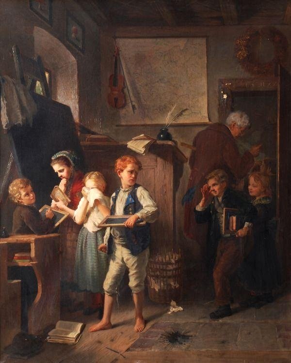 Trouble in the Classroom, vintage artwork by August Heyn, 12x8" (A4) Poster