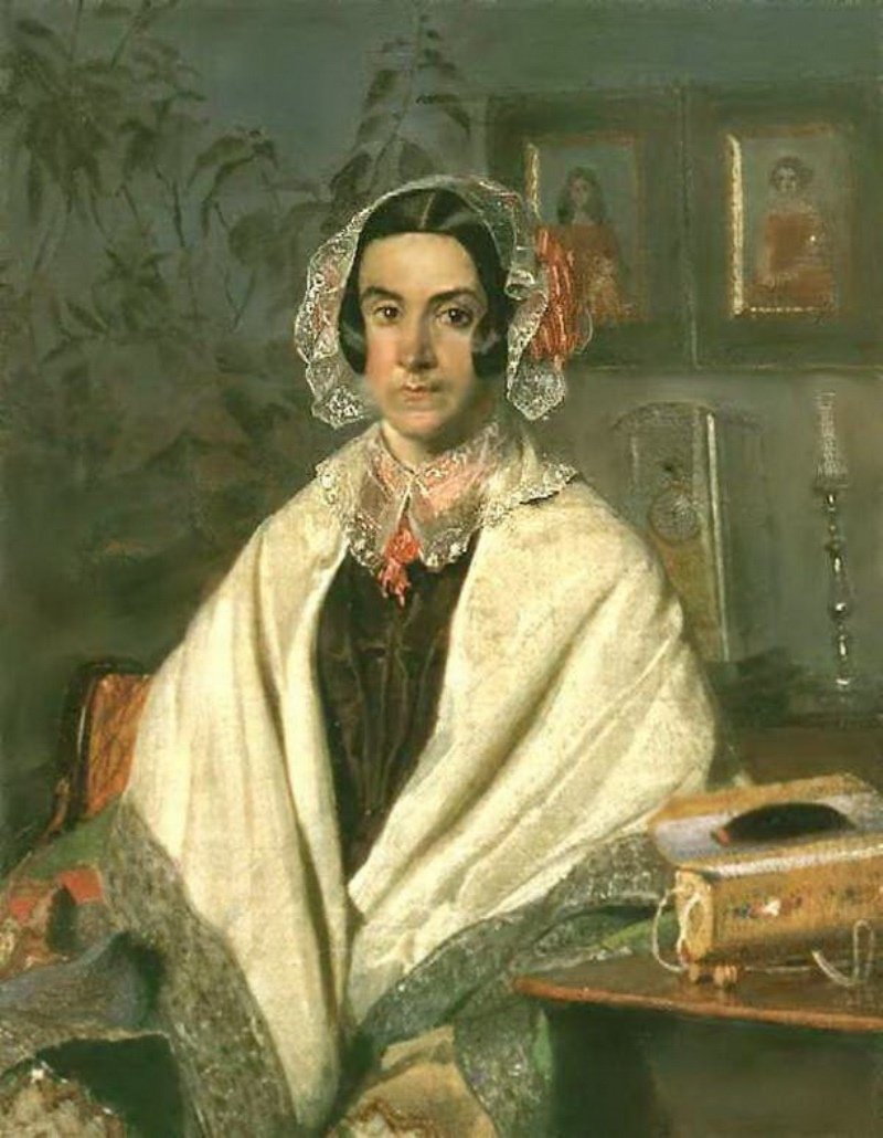 Portrait of Olga Zhdanovich, vintage artwork by Pavel Fedotov, A3 (16x12") Poster Print