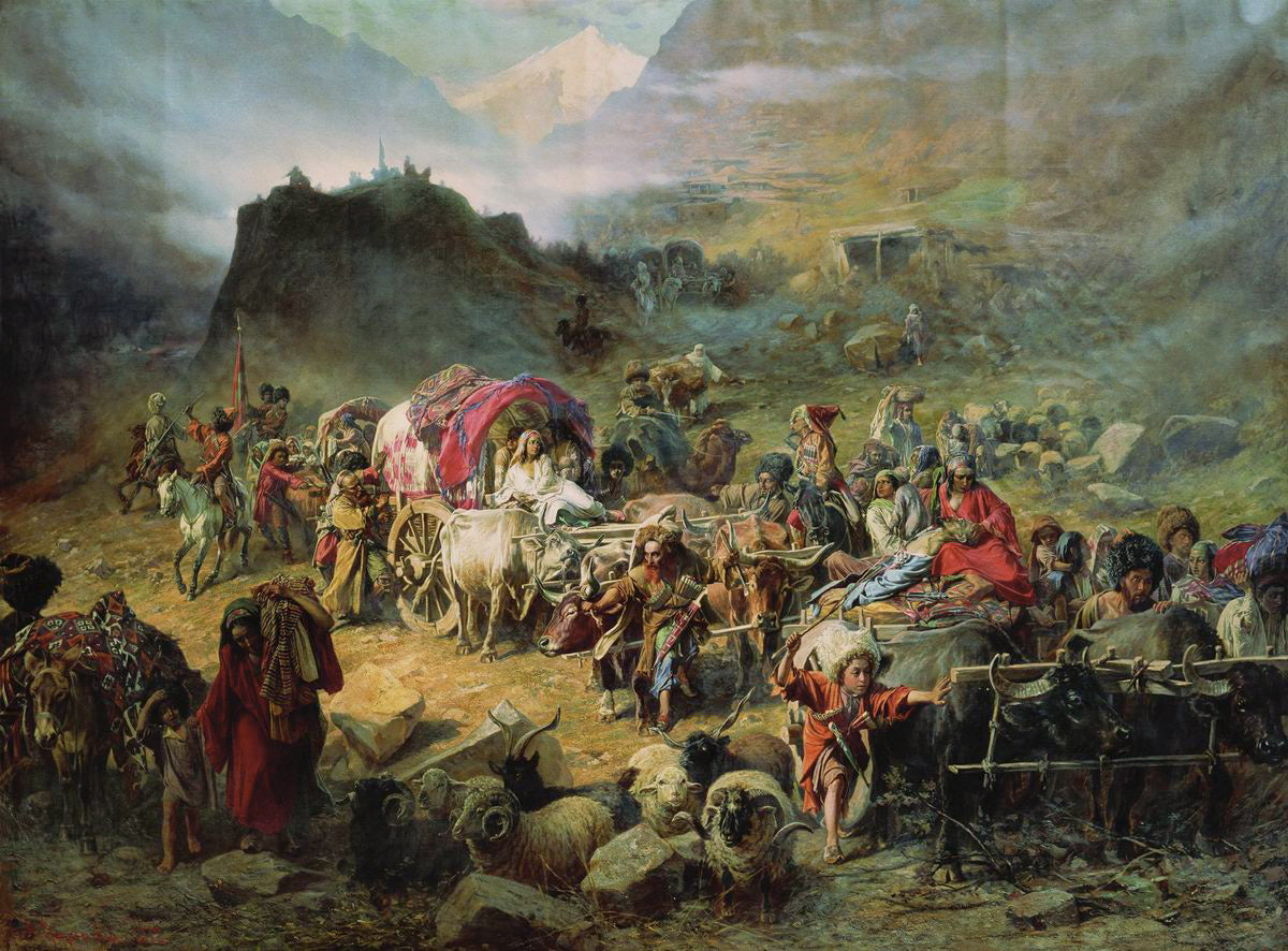 Leaving the Village, vintage artwork by Pyotr Gruzinsky, 12x8" (A4) Poster