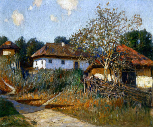 Village in the Outskirts of Poltava, vintage artwork by Mikhail Tkachenko, 12x8" (A4) Poster
