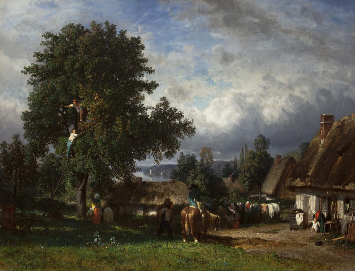 Apple Harvest in Normandy, vintage artwork by Constant Troyon, A3 (16x12") Poster Print