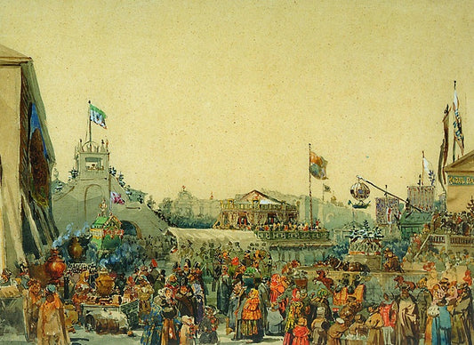 Winter Festivities in St. Petersburg, vintage artwork by Vasily Sadovnikov, A3 (16x12") Poster Print