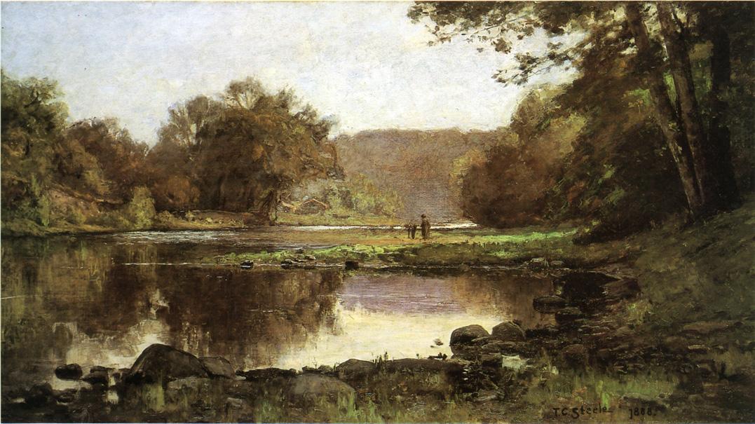 The Creek, vintage artwork by Theodore Clement Steele, 12x8" (A4) Poster