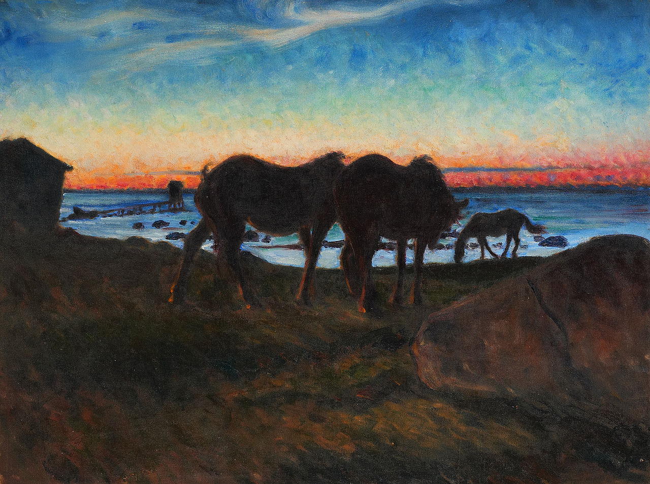 Horses at sunset by Nils Kreuger,A3(16x12")Poster