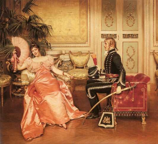 The Flirtation, vintage artwork by Charles Joseph Frederick Soulacroix, 12x8" (A4) Poster