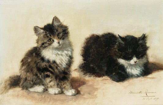 Banjo and His Brother, vintage artwork by Henriette Ronner-Knip, A3 (16x12") Poster Print