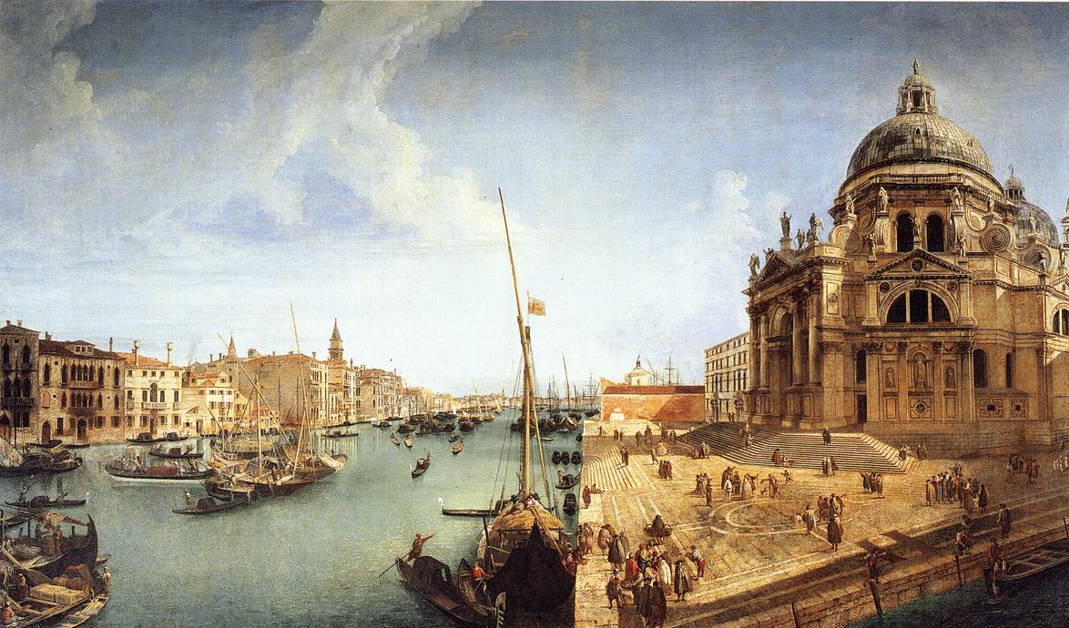 Veduta of the Basilica della Salute, vintage artwork by Michele Giovanni Marieschi, 12x8" (A4) Poster