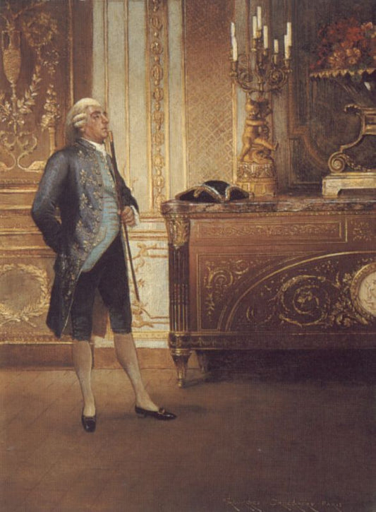 A Gentleman Waiting in an Interior, vintage artwork by Georges Croegaert, 12x8" (A4) Poster