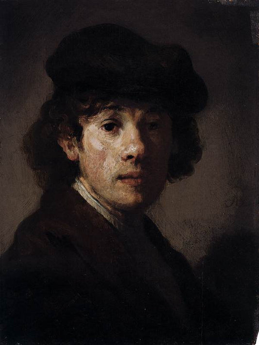 Bust of a Young Man (an imitation of Rembrandt), vintage artwork by Dutch School 17th Century - Unknown, 12x8" (A4) Poster