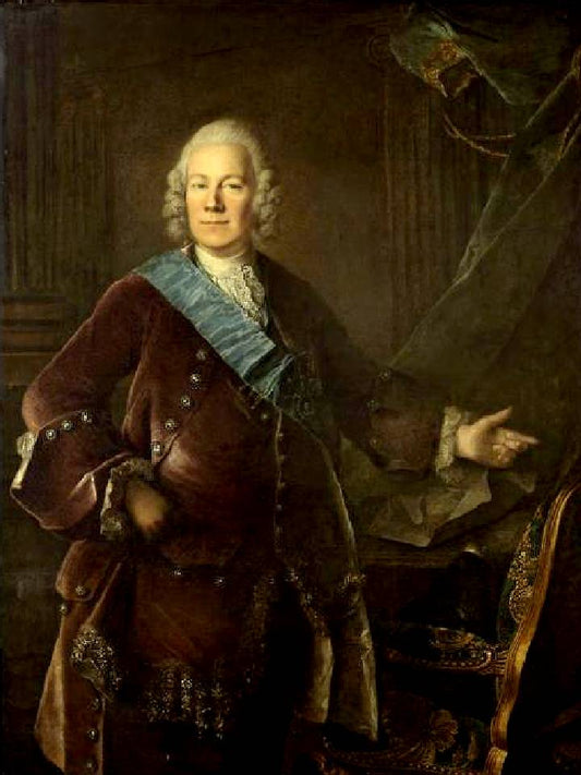 Portrait of Alexey Bestuzhev-Ryumin, vintage artwork by Louis Tocque, 12x8" (A4) Poster
