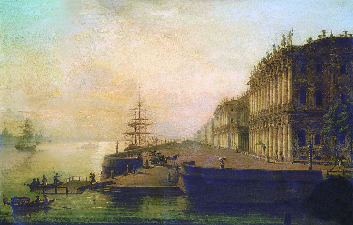 View of St. Petersburg, vintage artwork by Maxim Voroby ov, 12x8" (A4) Poster