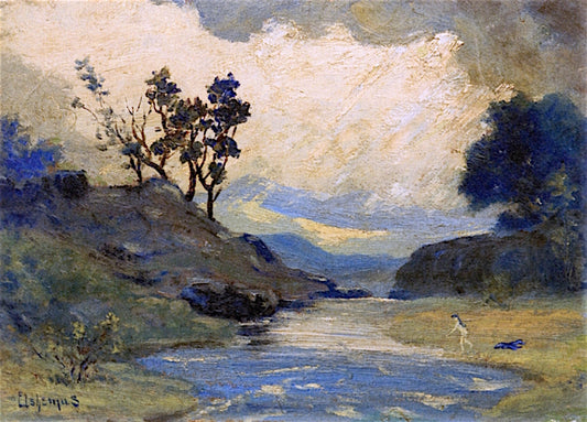 Bather at River's Edge, vintage artwork by Louis M. Eilshemius, 12x8" (A4) Poster