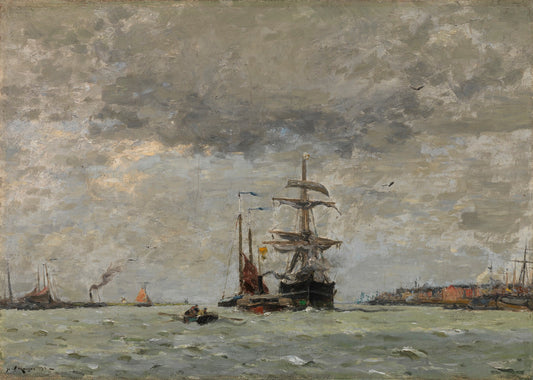 Entrance to the Harbor, vintage artwork by Henry Ward Ranger, 12x8" (A4) Poster