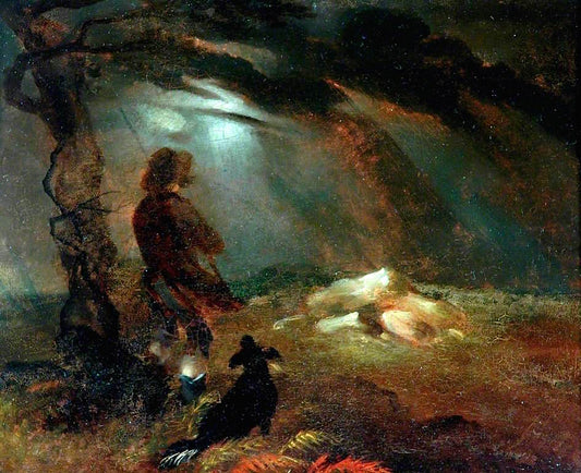 The Lonely Shepherd, vintage artwork by Patrick Branwell Brontë, A3 (16x12") Poster Print