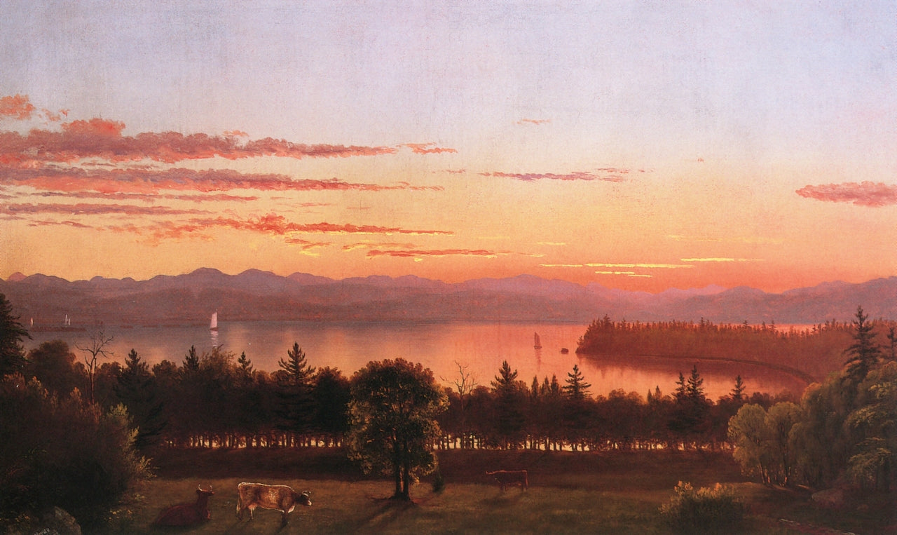 Lake Champlain and Rock Point, vintage artwork by Charles Louis Heyde, 12x8" (A4) Poster