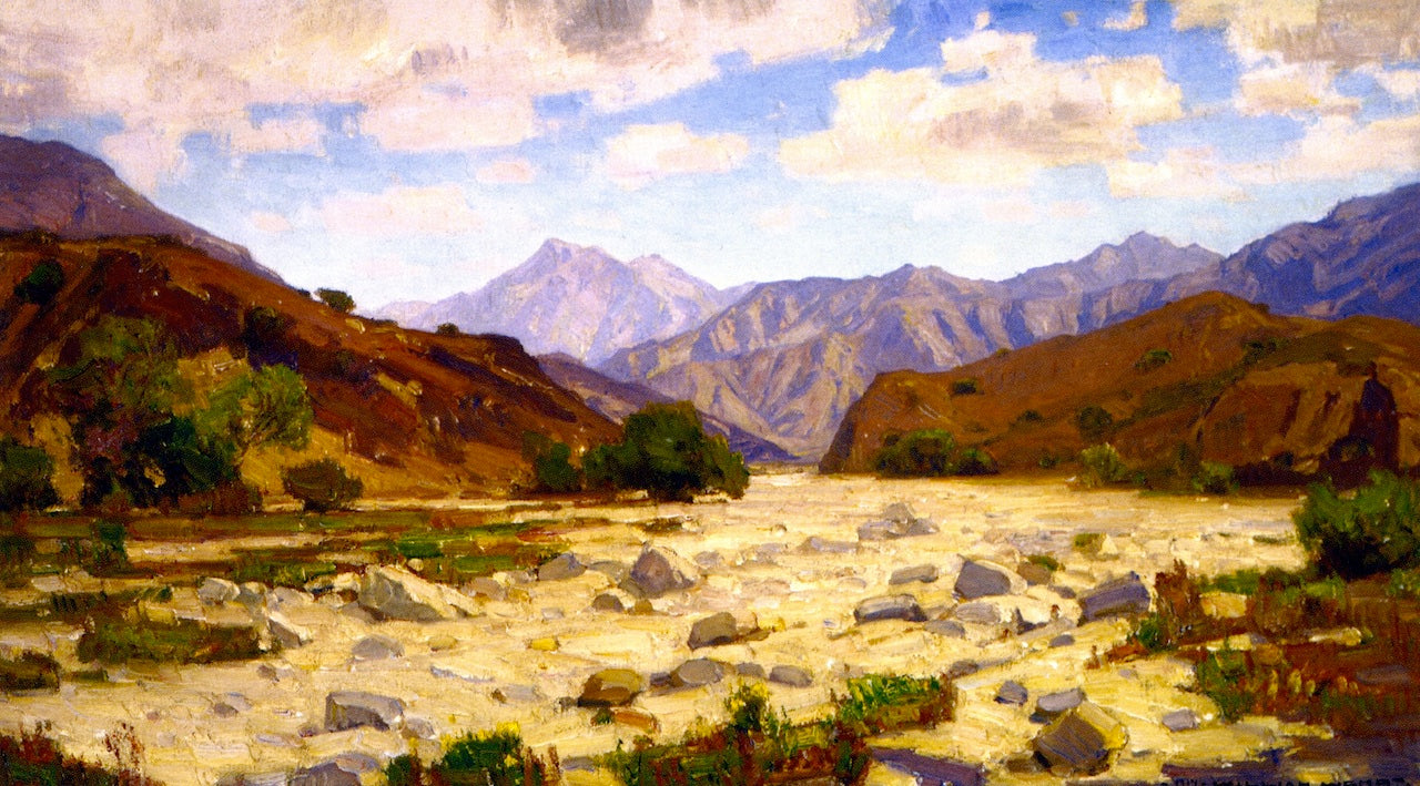 Big Tujunga Wash, vintage artwork by William Wendt, 12x8" (A4) Poster