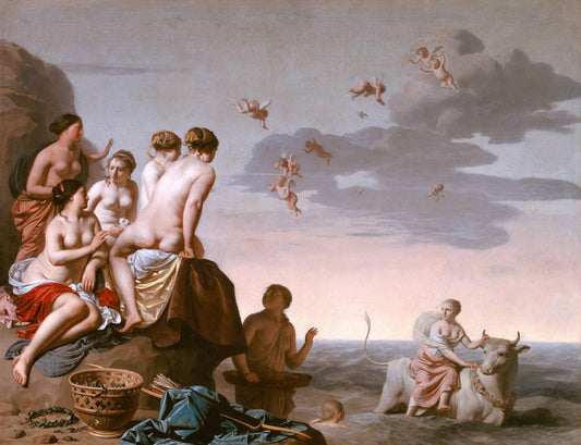 The Abduction of Europa, vintage artwork by Caesar van Everdingen, 12x8" (A4) Poster