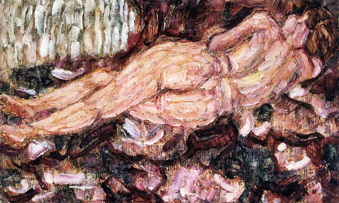 Female Nude Rear View, vintage artwork by Christian Rohlfs, 12x8" (A4) Poster