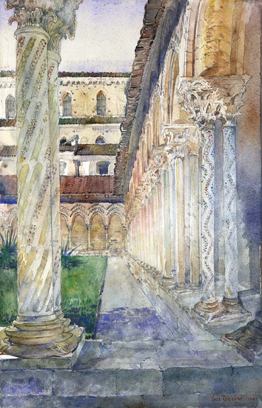 Cathedral at Monreale, Sicily, vintage artwork by Cass Gilbert, 12x8" (A4) Poster