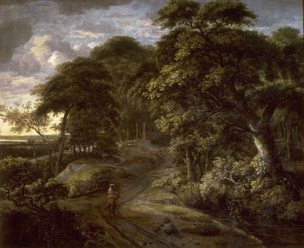 Entrance to a Forest, vintage artwork by Philips Koninck, 12x8" (A4) Poster