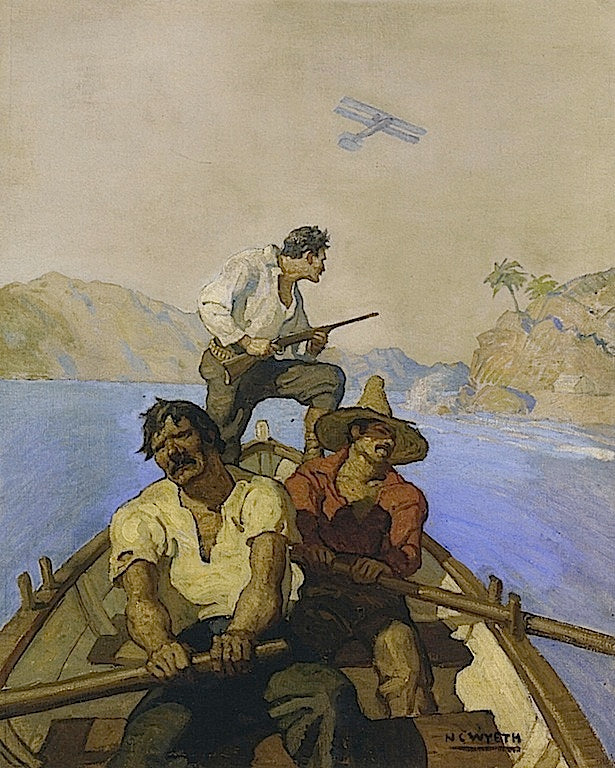 Adventurers, vintage artwork by Newell Convers (N.C.) Wyeth, 12x8" (A4) Poster