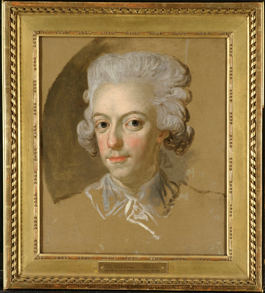 King Gustav III of Sweden. Sketch, vintage artwork by Lorens Pasch the Younger, 12x8" (A4) Poster