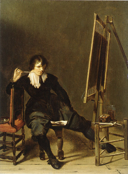 Smoking Painter, vintage artwork by Pieter Codde, 12x8" (A4) Poster