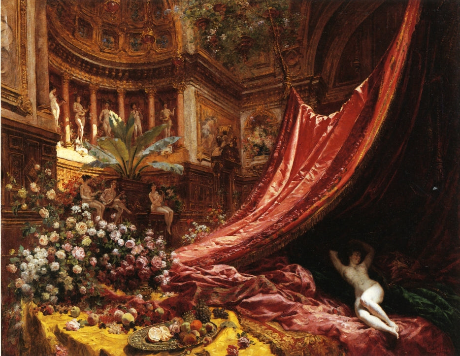 Symphony in Red and Gold, vintage artwork by Louis Beroud, 12x8" (A4) Poster
