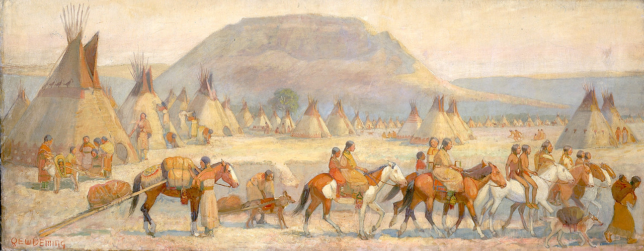 Blackfoot Camp Scene by Edwin Willard Deming,A3(16x12")Poster