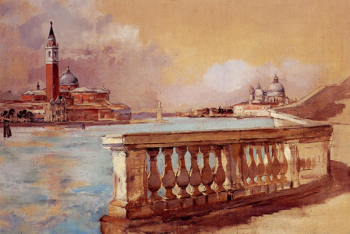 Grand Canal in Venice, vintage artwork by Frank Duveneck, 12x8" (A4) Poster