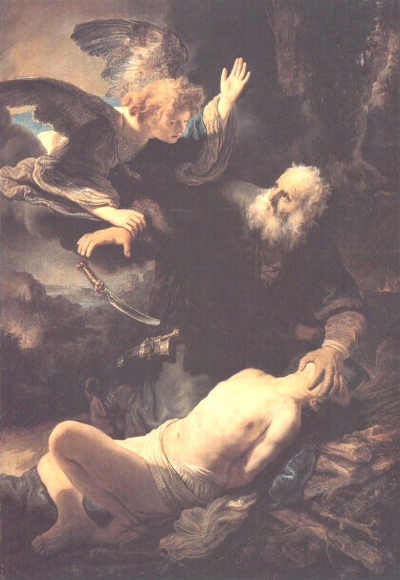 Abraham's Sacrifice, vintage artwork by Dutch School 17th Century - Unknown, 12x8" (A4) Poster
