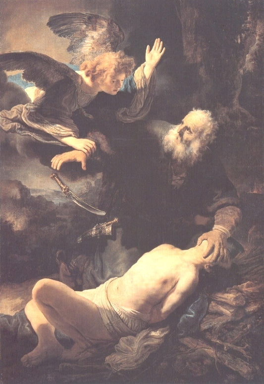 Abraham's Sacrifice, vintage artwork by Dutch School 17th Century - Unknown, 12x8" (A4) Poster