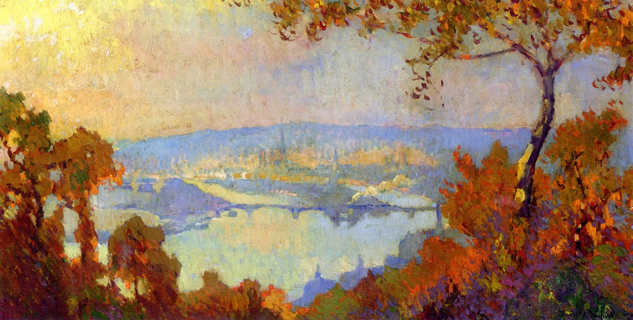 Rouen, View of the Seine, vintage artwork by Robert Antoine Pinchon, 12x8" (A4) Poster