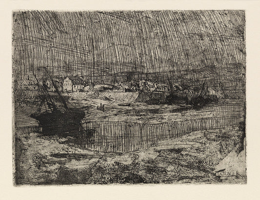 Fishing Boats at Shore, Brittany, vintage artwork by Henry Ossawa Tanner, 12x8" (A4) Poster