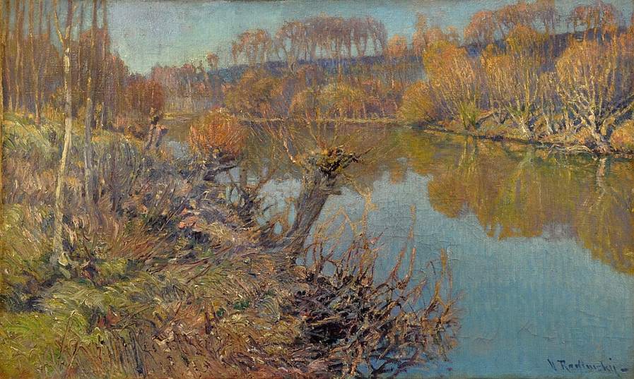 On the River - Autumn, vintage artwork by Václav Radimský, 12x8" (A4) Poster