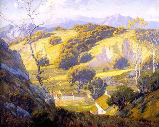 California Valley Farm, vintage artwork by Maurice Braun, 12x8" (A4) Poster