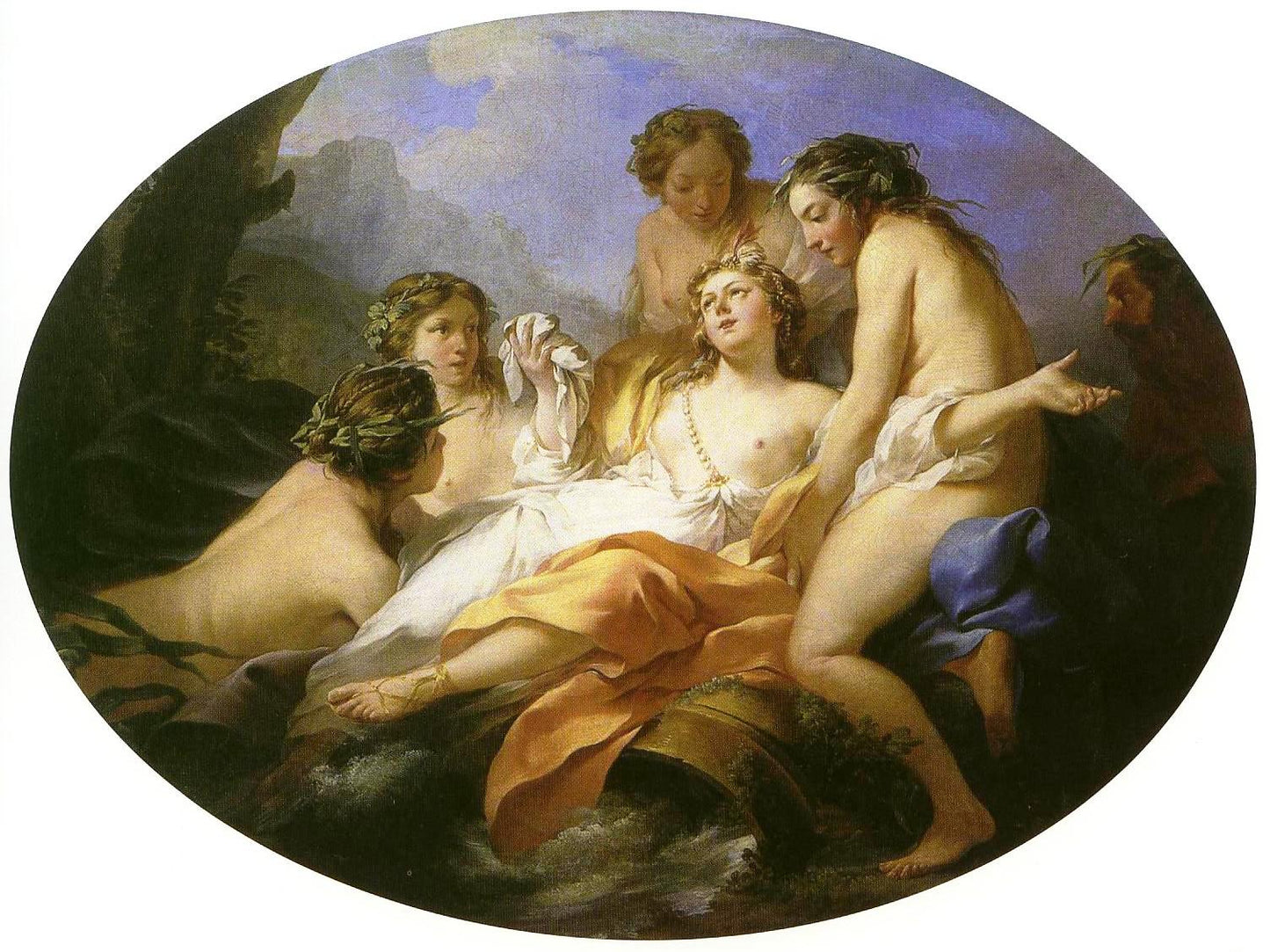 Psyche abandonnee par l'Amour, recueillie par les nymphes, vintage artwork by Jean-Baptiste Marie Pierre, 12x8" (A4) Poster