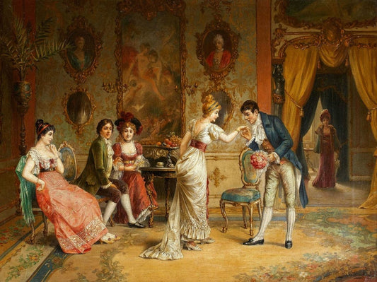 Gallant Scene in the Rococo Interior by Franz von Persoglia,A3(16x12")Poster