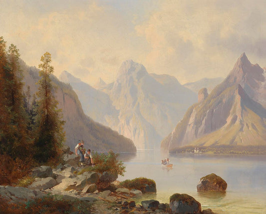 View of Königssee, vintage artwork by Josef Thoma, 12x8" (A4) Poster
