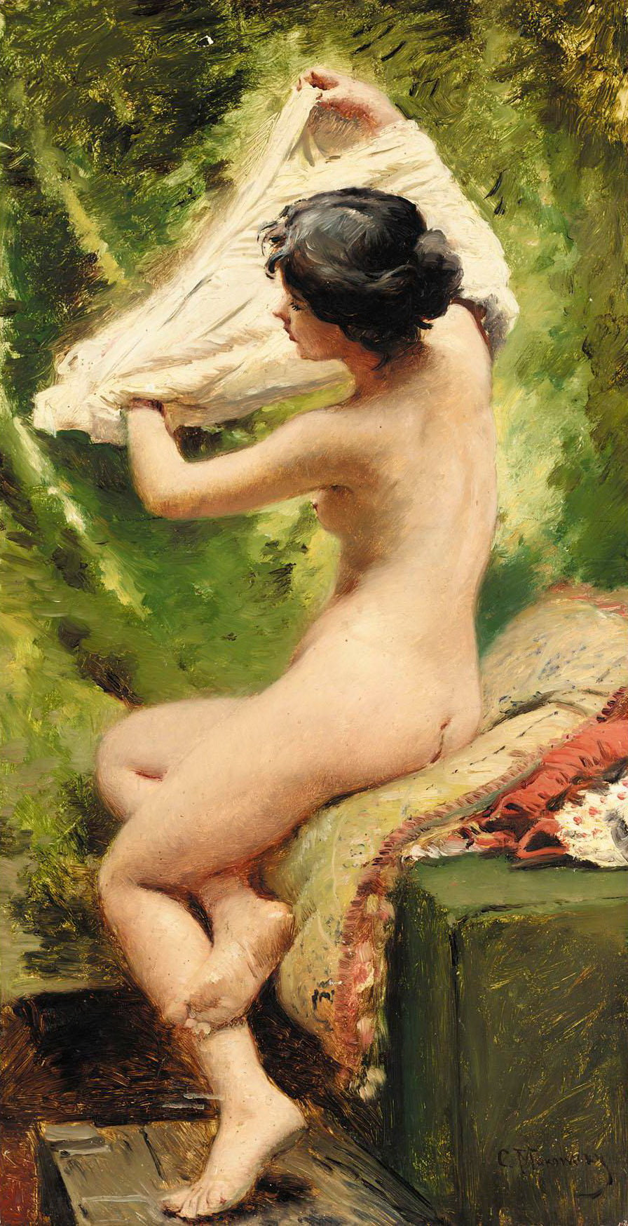 Bather, vintage artwork by Konstantin Yegorovich Makovsky, 12x8" (A4) Poster
