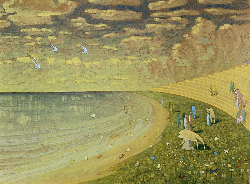 Angels (Paradise), vintage artwork by Mikalojus Ciurlionis, 12x8" (A4) Poster