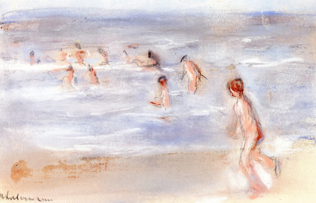 Bathing Boys (study), vintage artwork by Max Liebermann, 12x8" (A4) Poster