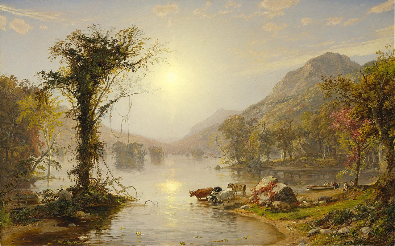 Autumn on Greenwood Lake, vintage artwork by Jasper Francis Cropsey, 12x8" (A4) Poster